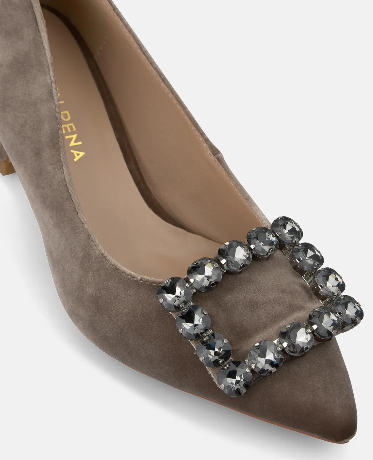 Alma en Pena I260226 escarpins velours vison bijou talon 6 cm
