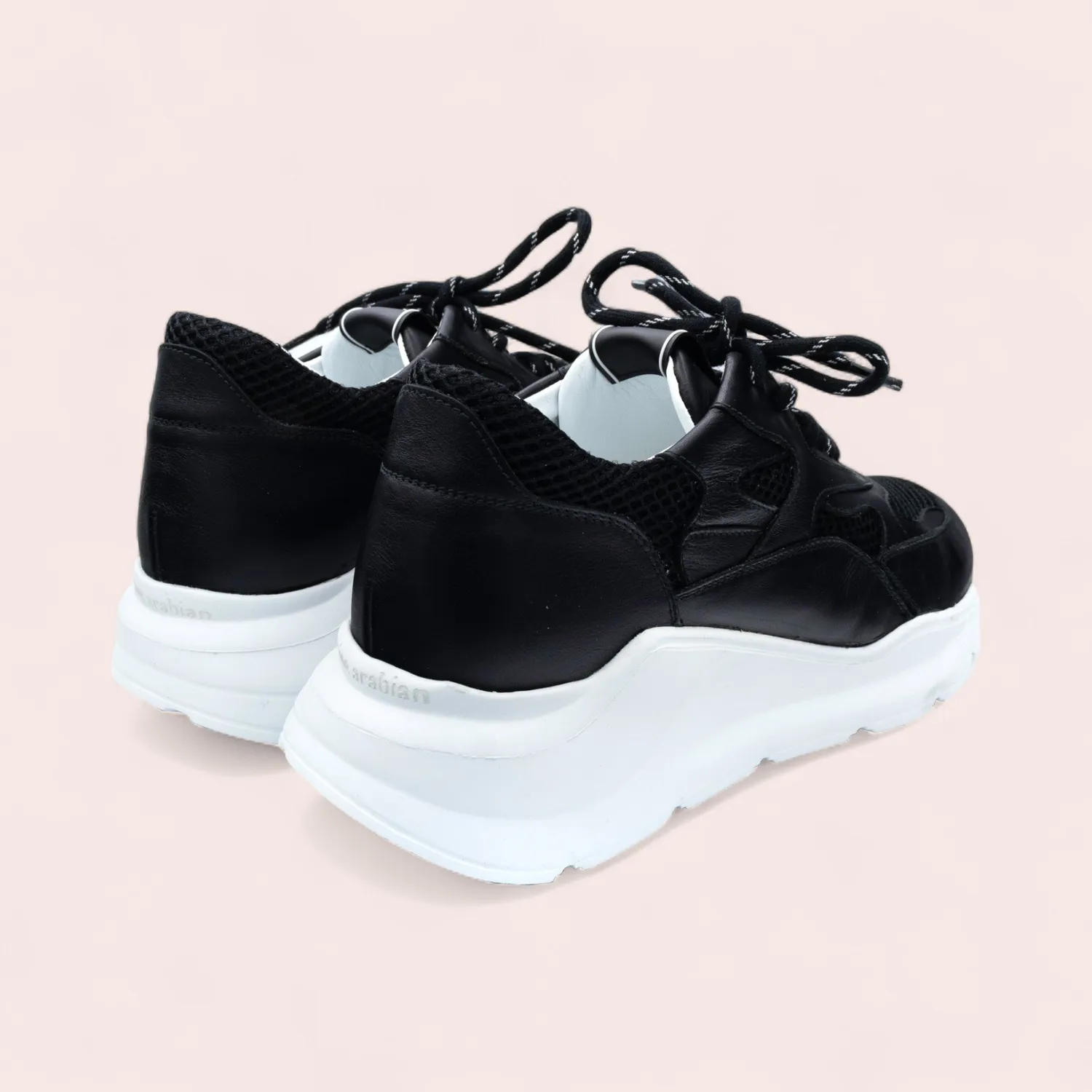 Karine Arabian MANON sneakers cuir noir résille 25 mm