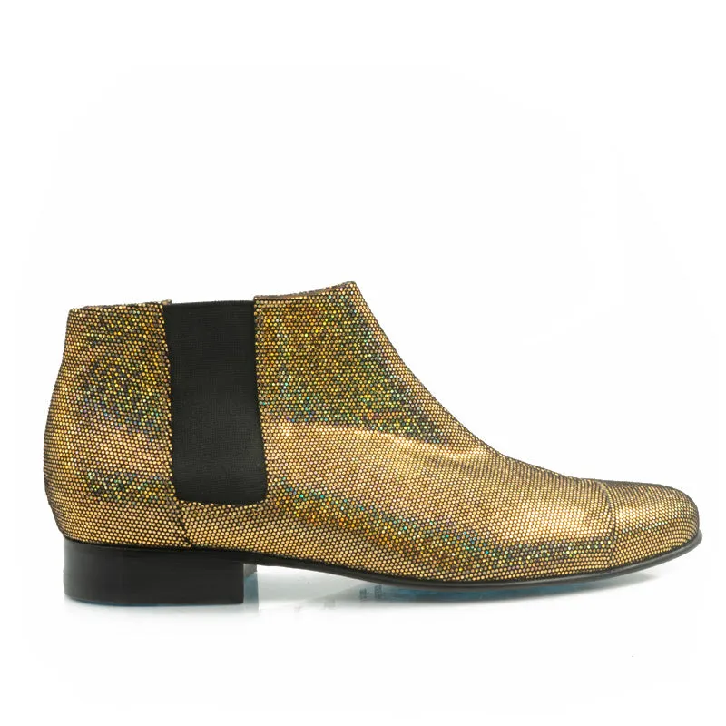 Bégum Paris Lucrèce bottines dorées cuir pailleté
