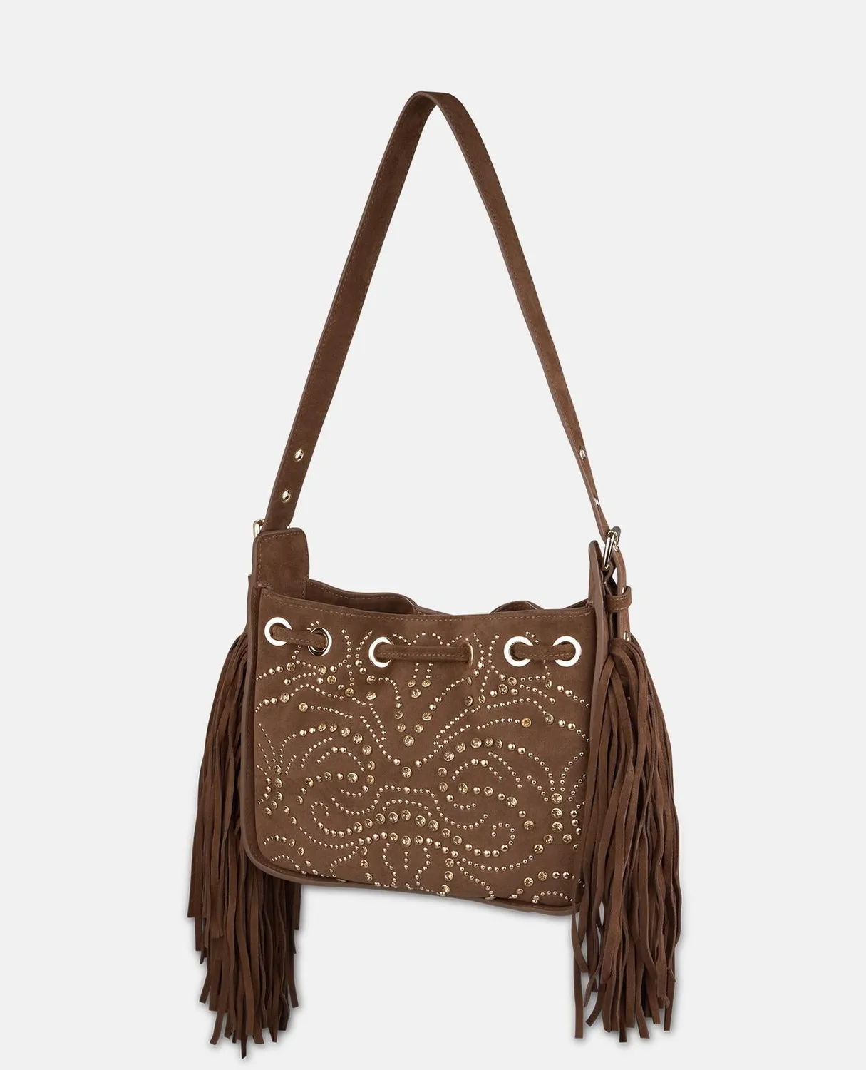 Alma en Pena BG215 sac cuir camel à strass