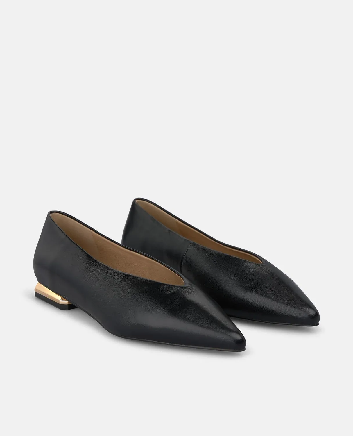 Alma en Pena I260100 escarpins cuir noir bout pointu plat