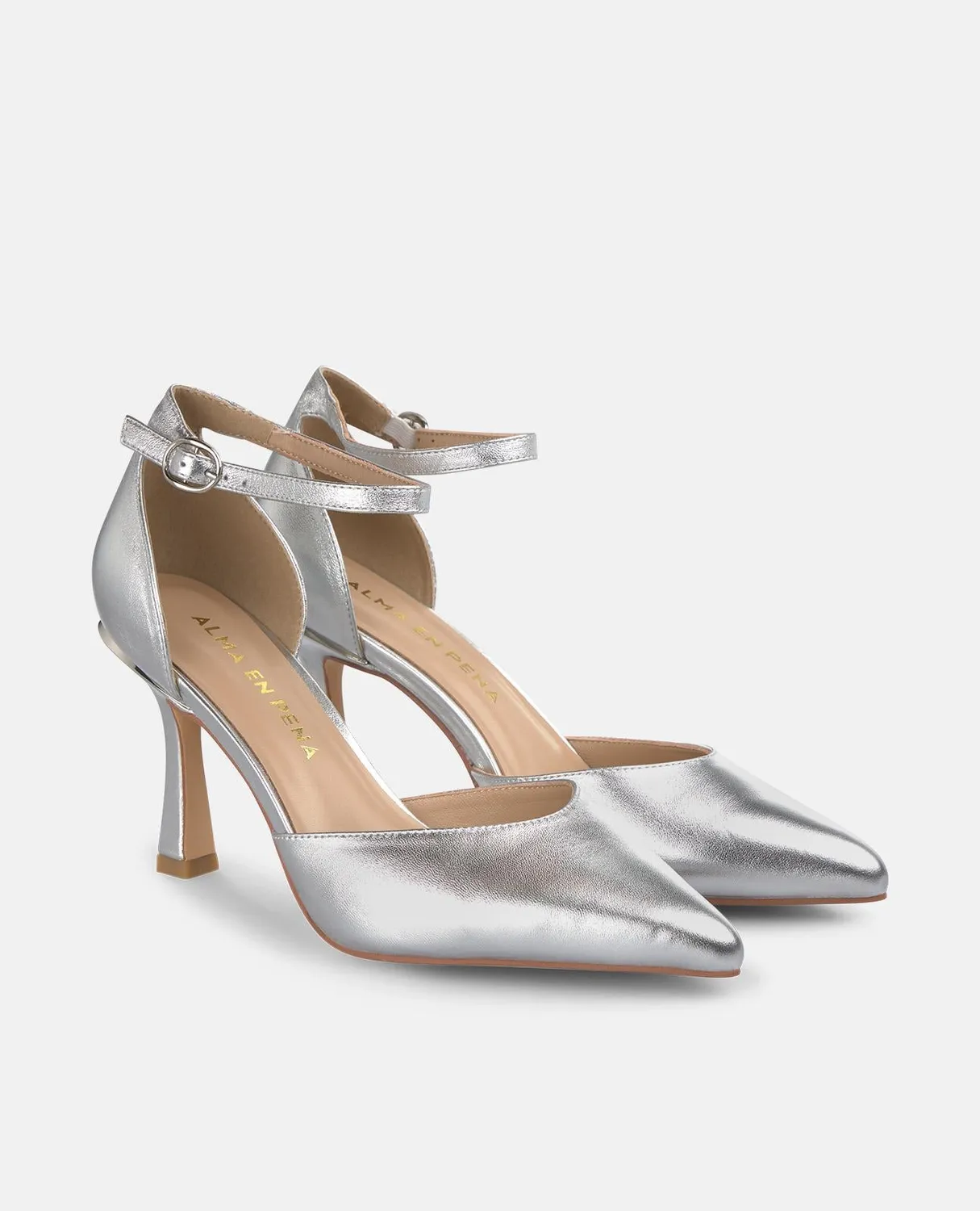 Alma en Pena I250391 escarpin argenté bride 9 cm
