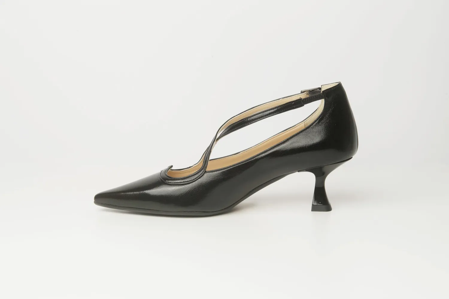 Matteo Pitti escarpins nappa noire vernie bride croisée