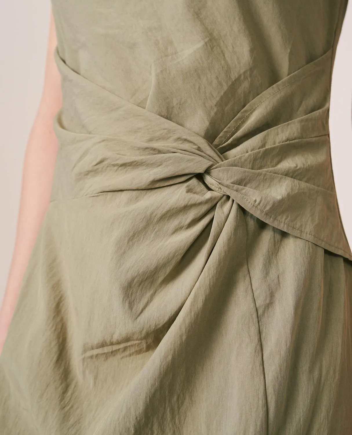 Alma en Pena V26CL0258 Robe Midi Kaki Col Drape Tencel