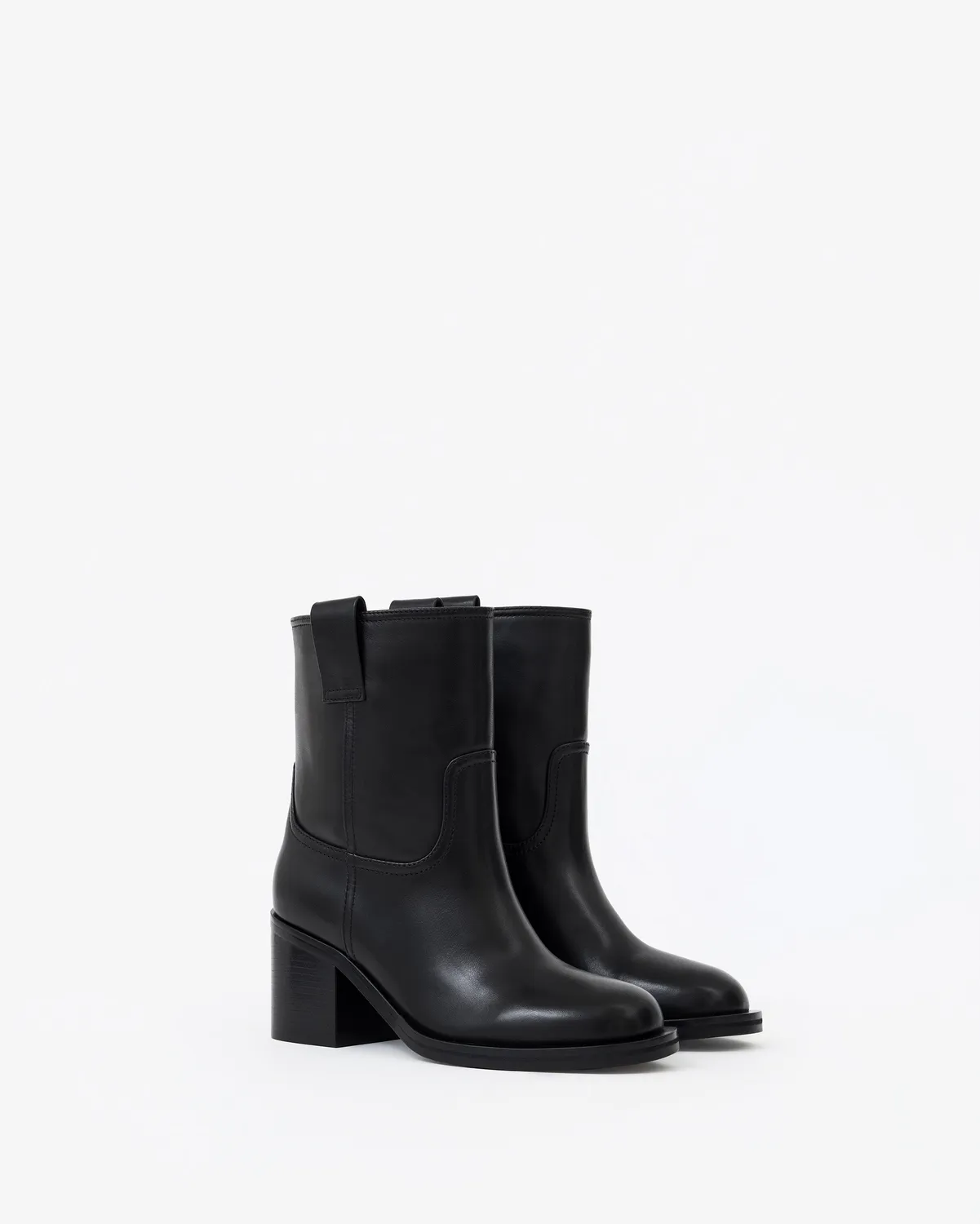 Mi/Mai Jonas Black bottines cuir noir talon bloc