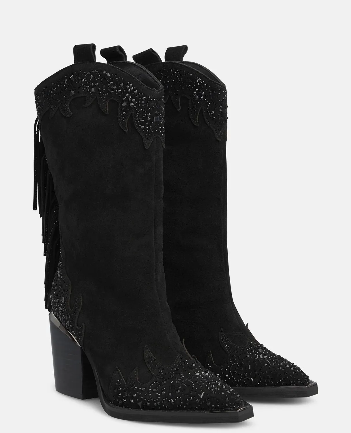 Alma en Pena I250827 bottines noir franges talon 8 cm