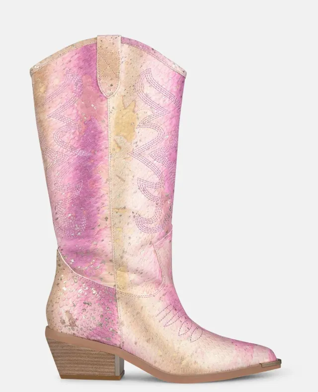 Alma en Pena V260254 bottes cowboy rose cuir