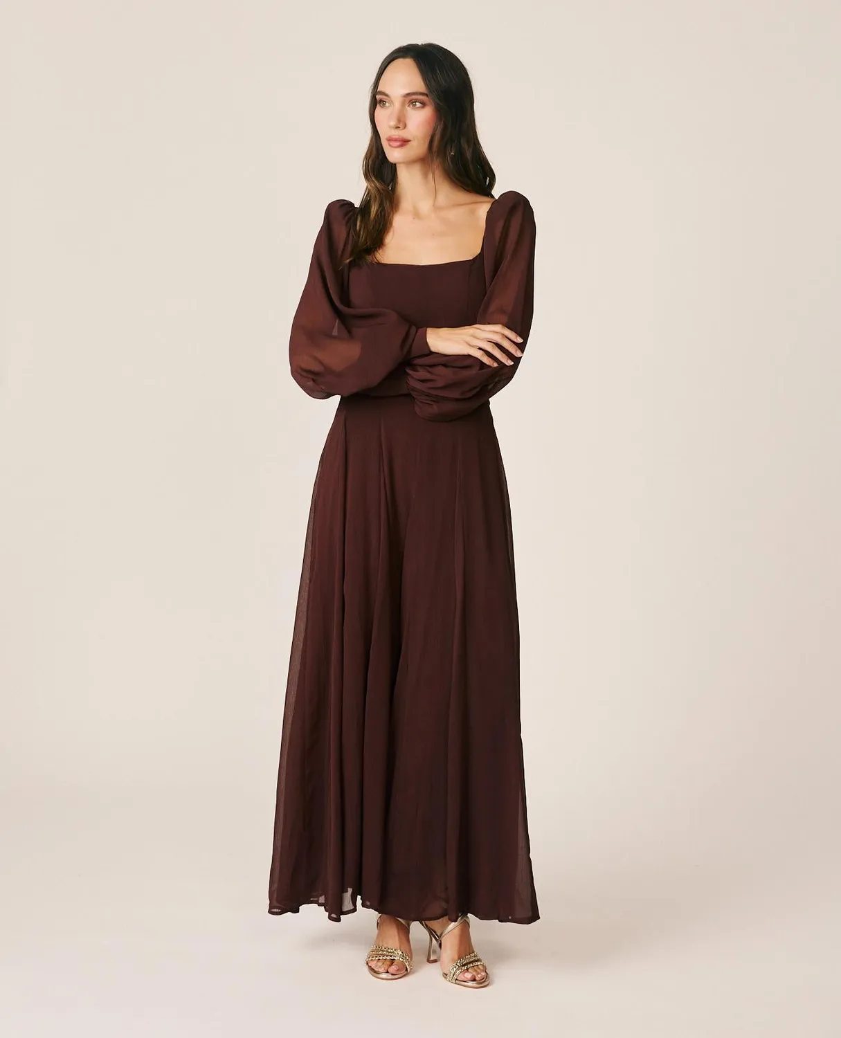Alma en Pena I26CL0208 robe longue marron gaze