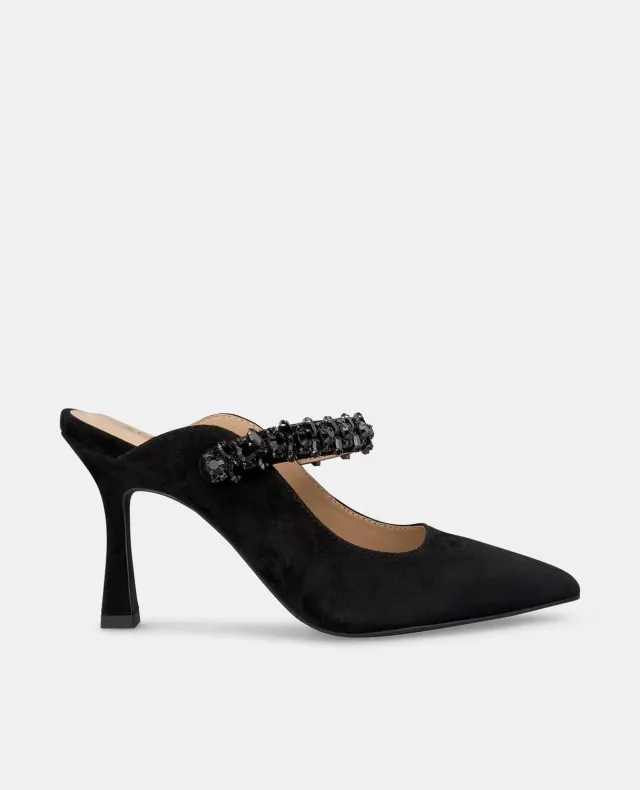 Alma en Pena V250603 mules noires talon 9 cm strass