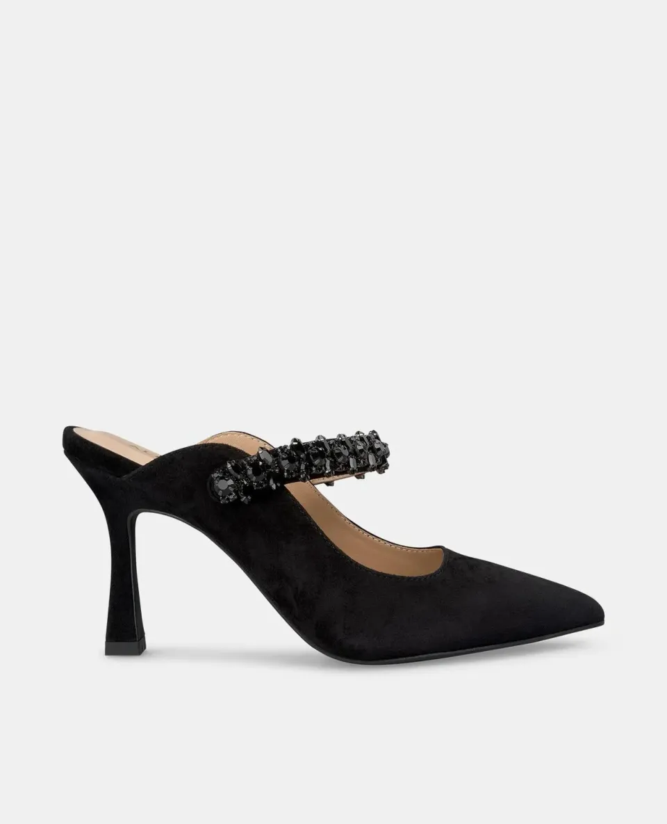 Alma en Pena V250603 mules noires talon 9 cm strass