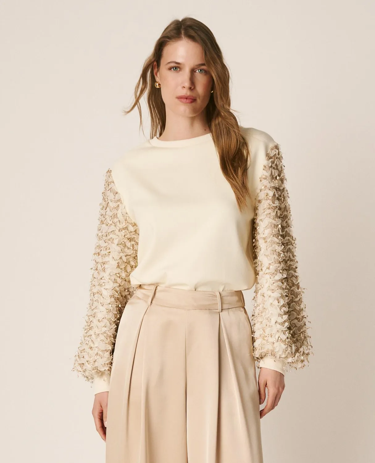 Alma en Pena V26CL0900 sweat blanc manches bouffantes