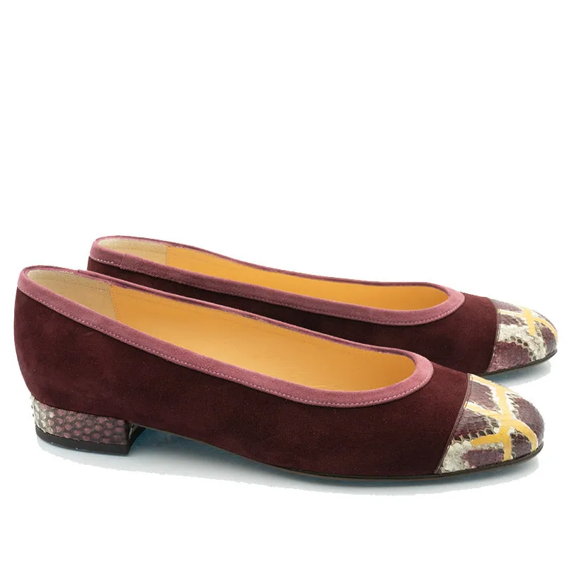 Bégum Paris Gabrielle ballerine bout python 1,5 cm