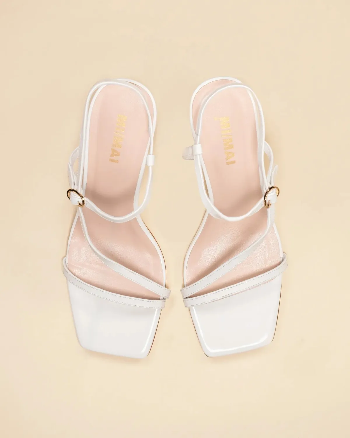 Mi/Mai Sally White sandales talons blanc bout carré