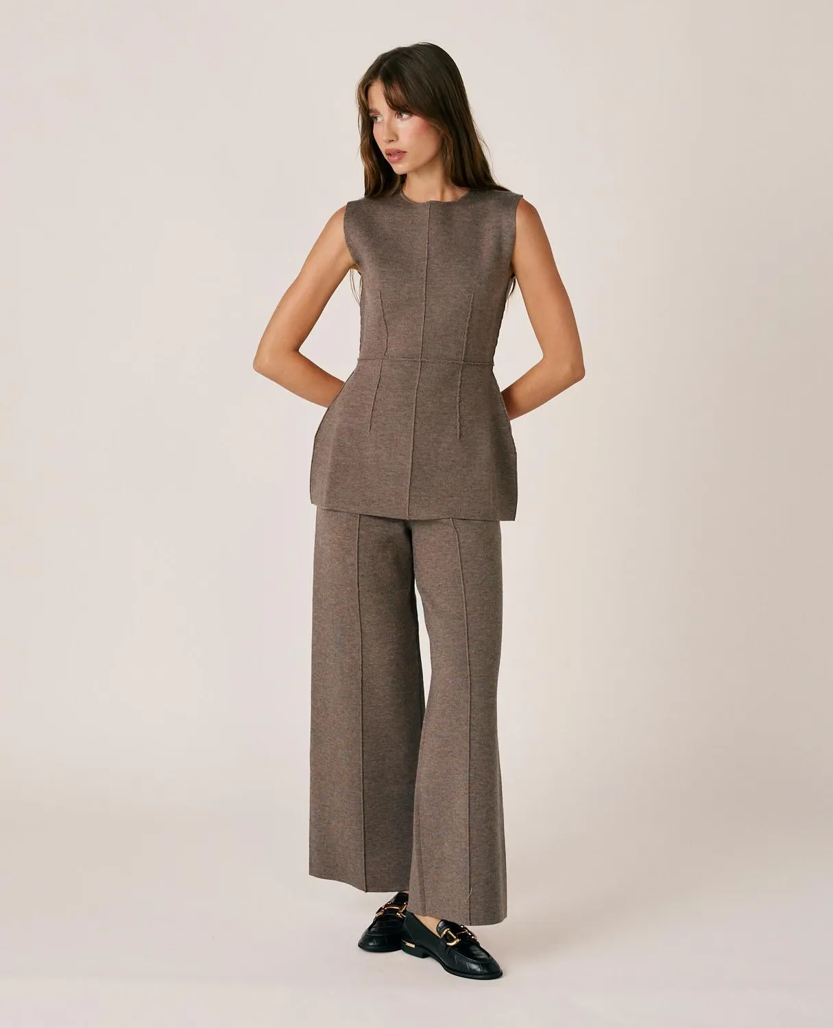 Alma en Pena I26CL0612 top en maille marron sans manches