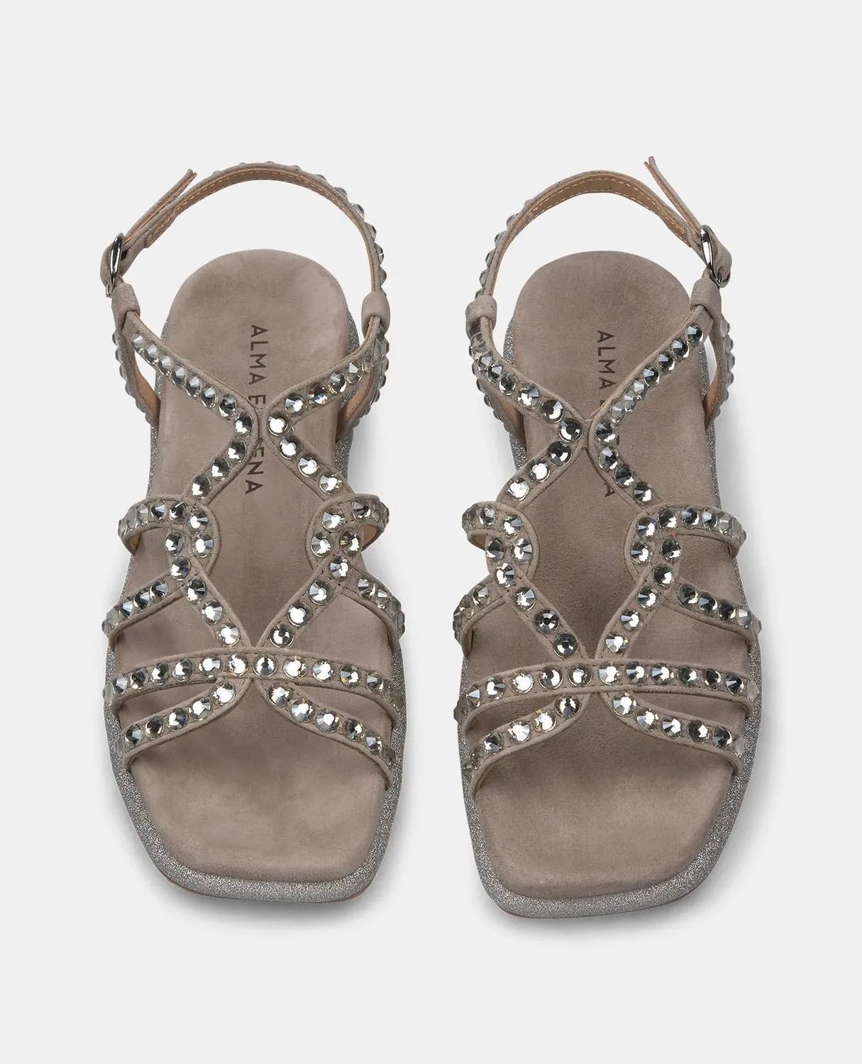 Alma en Pena V2551600 sandales plates strass taupe 2 cm