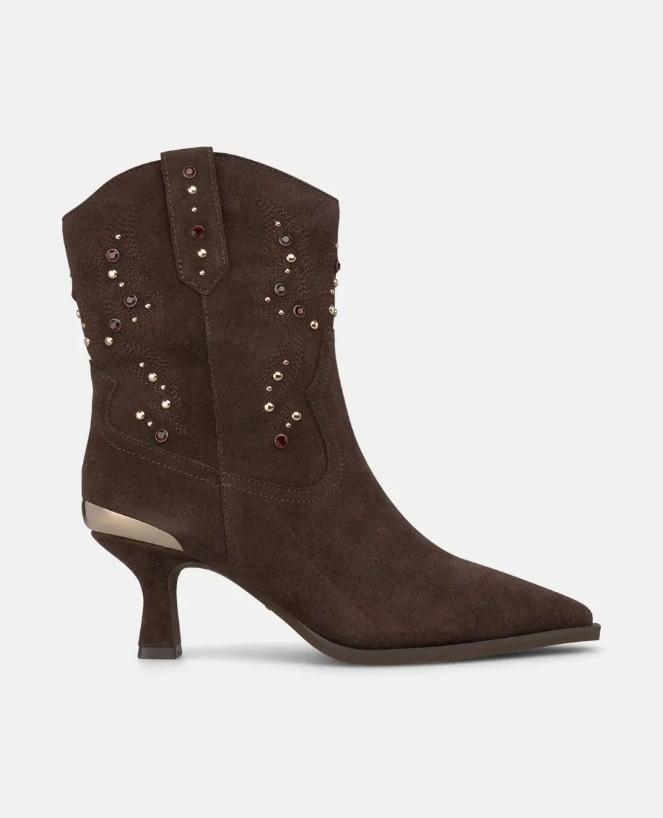 Alma en Pena I260351 bottines cowboy daim marron talon 6 cm