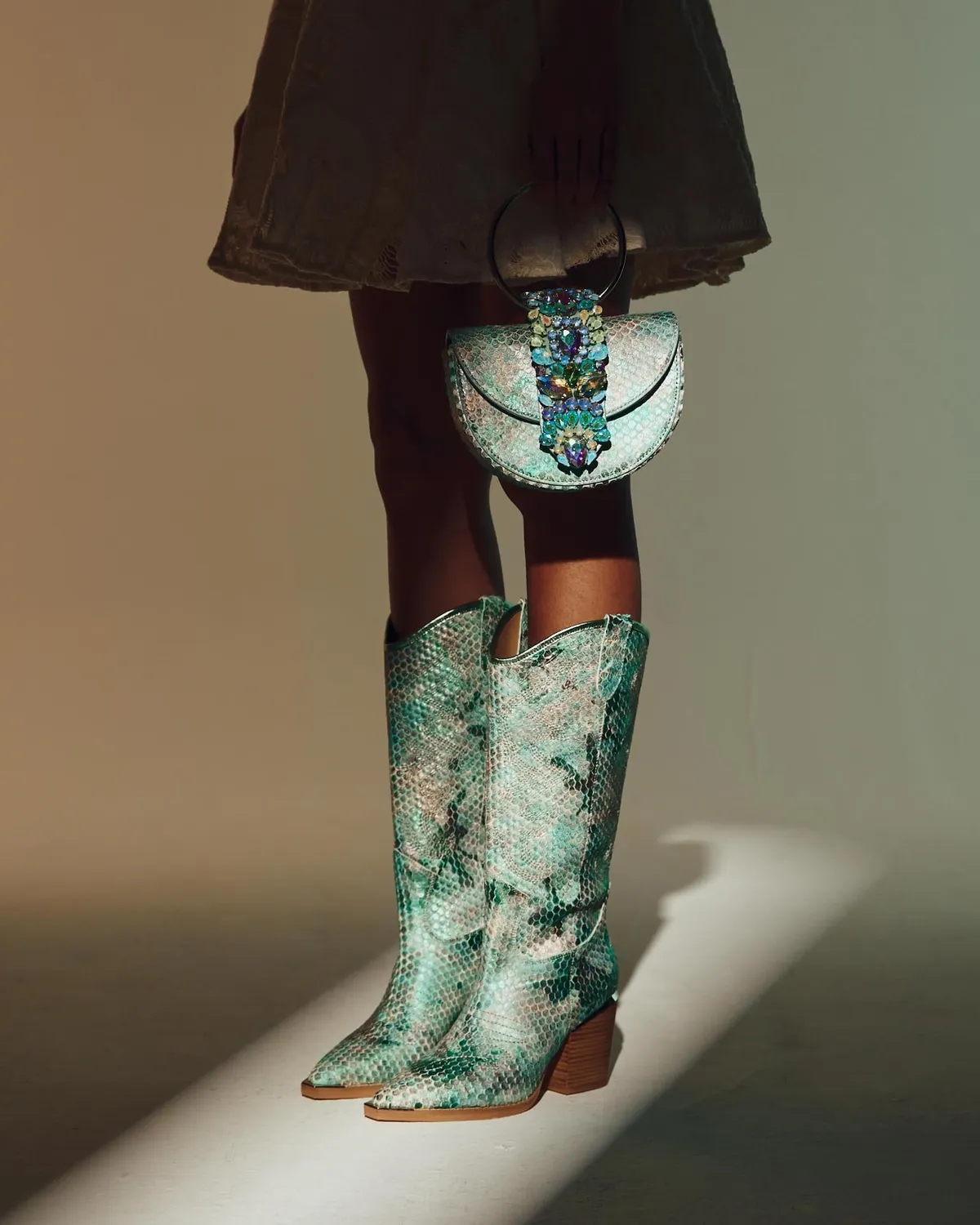 Alma en Pena V250100 bottes cowboy turquoise cuir