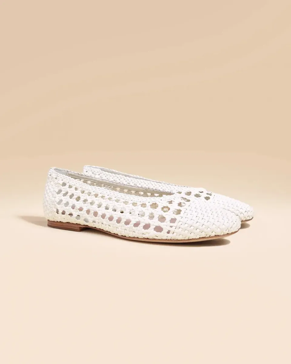 Mi/Mai Aria White ballerines similicuir tressé blanc