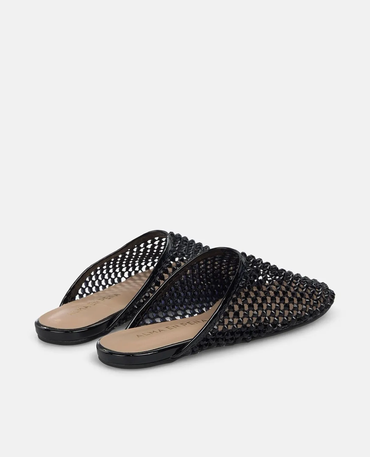 Alma en Pena V261350 mules plates noires maille strass