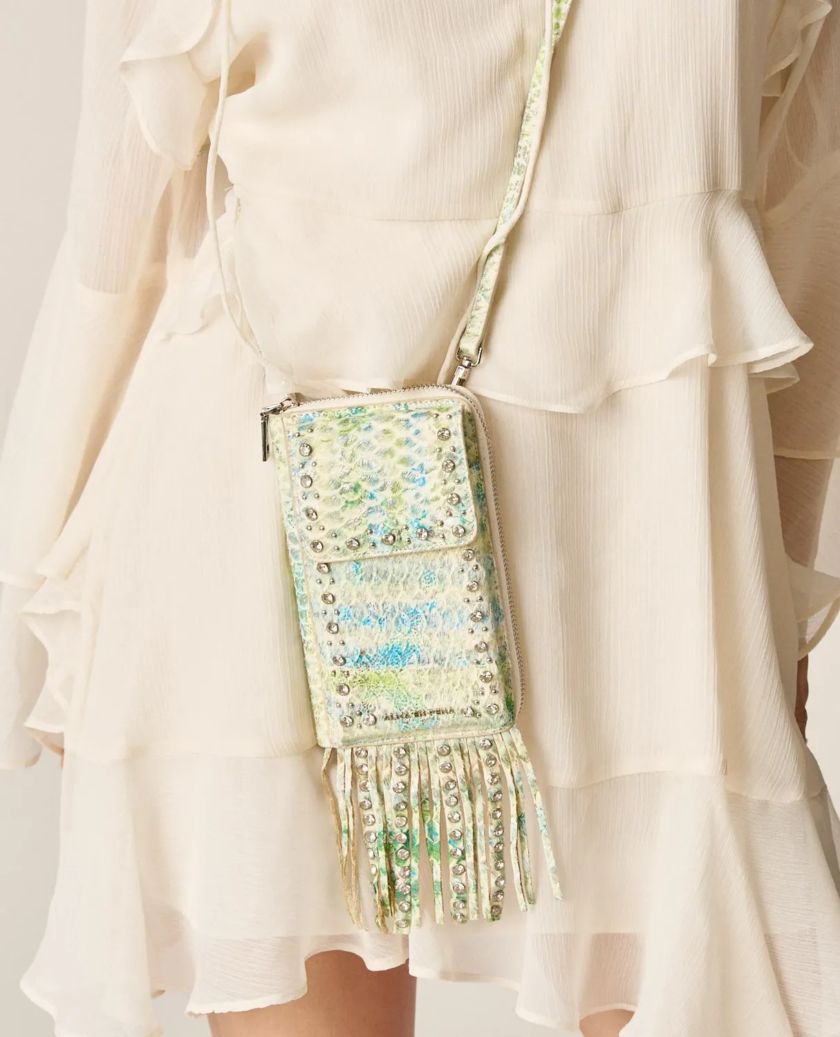 Alma en Pena V26WT016 sac cuir turquoise clouté