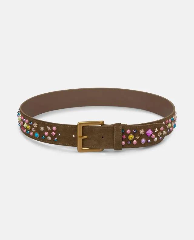 Alma en Pena V26CT011 ceinture cuir marron cloutée 4 cm