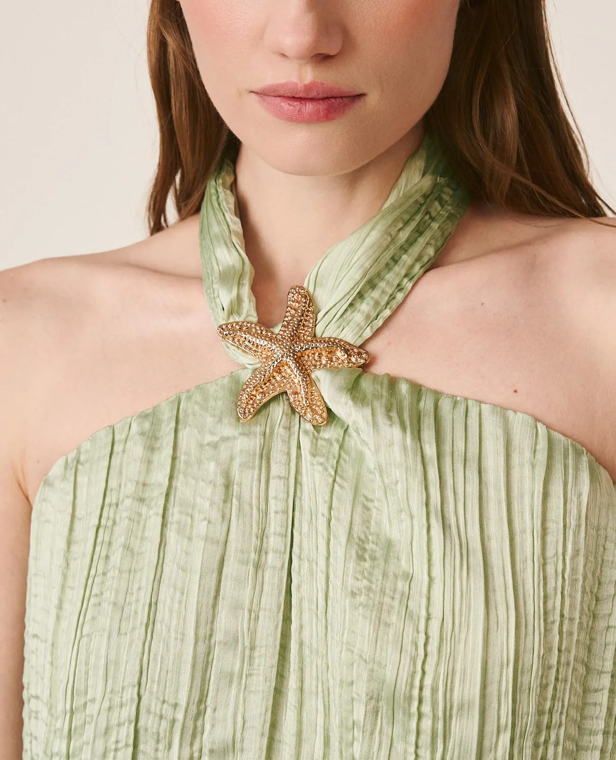 Alma en Pena V26CL0514 blouse satin verte halter