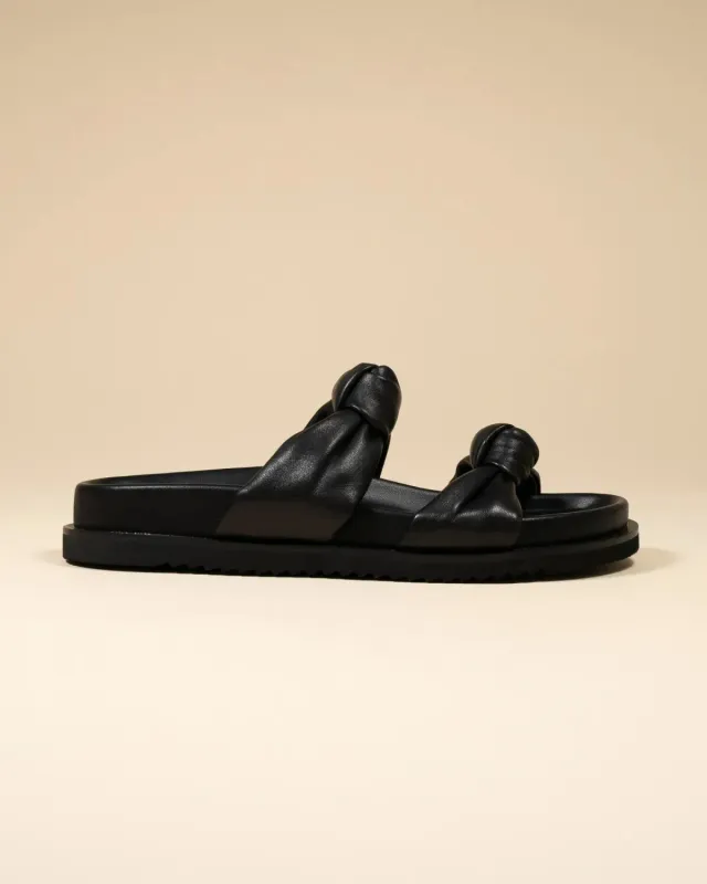 Mi/Mai Dona Black mules plates cuir agneau noir