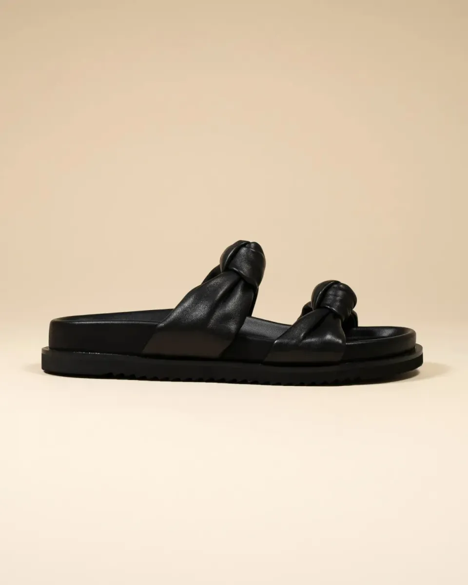 Mi/Mai Dona Black mules plates cuir agneau noir