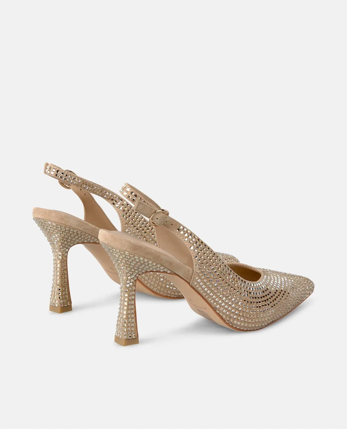 Alma en Pena V250601 escarpins strass sable daim 9 cm