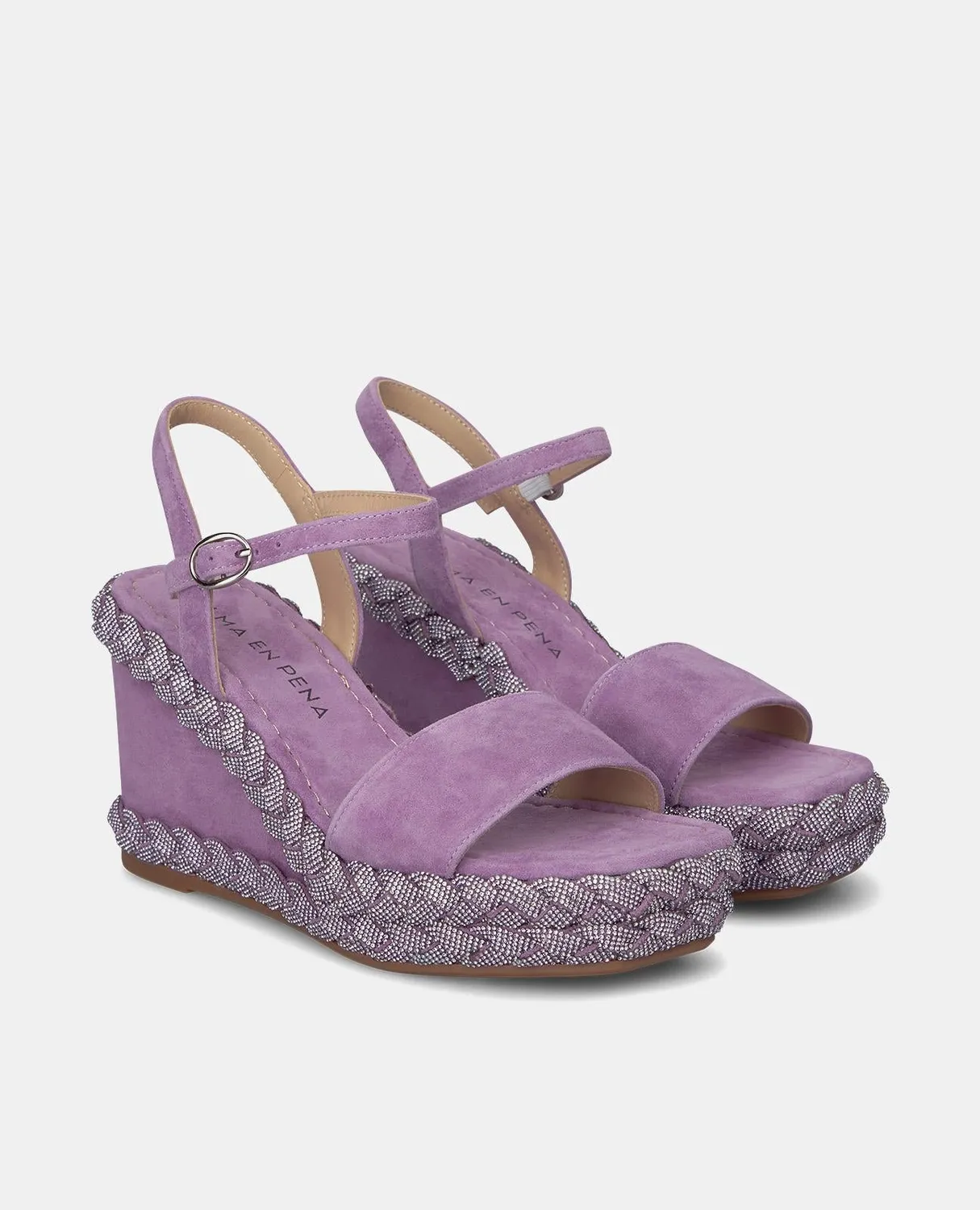 Alma en Pena V240941 sandales violet cuir compensé