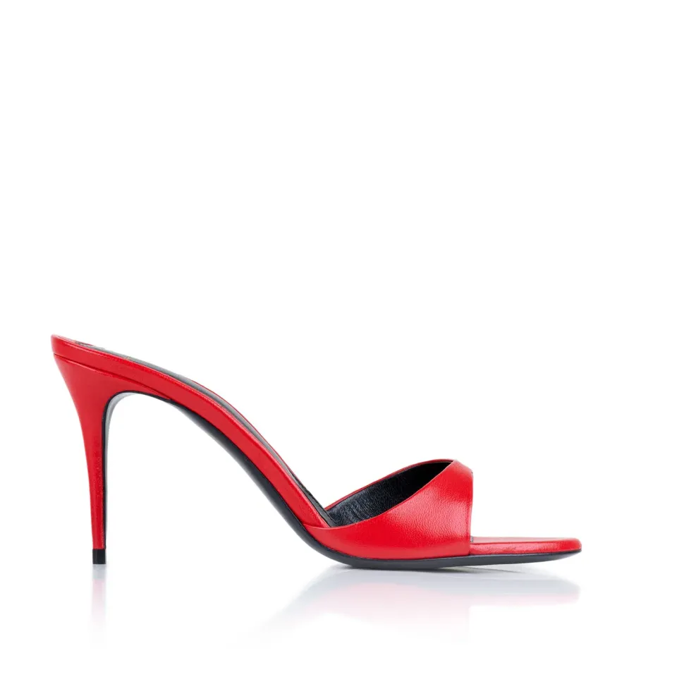 Maison Ernest Lidylle 85 mules rouge cuir mat talon 8,5 cm