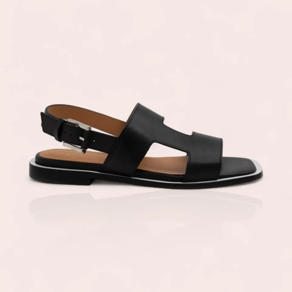 Karine Arabian TEYA sandale plate cuir noir