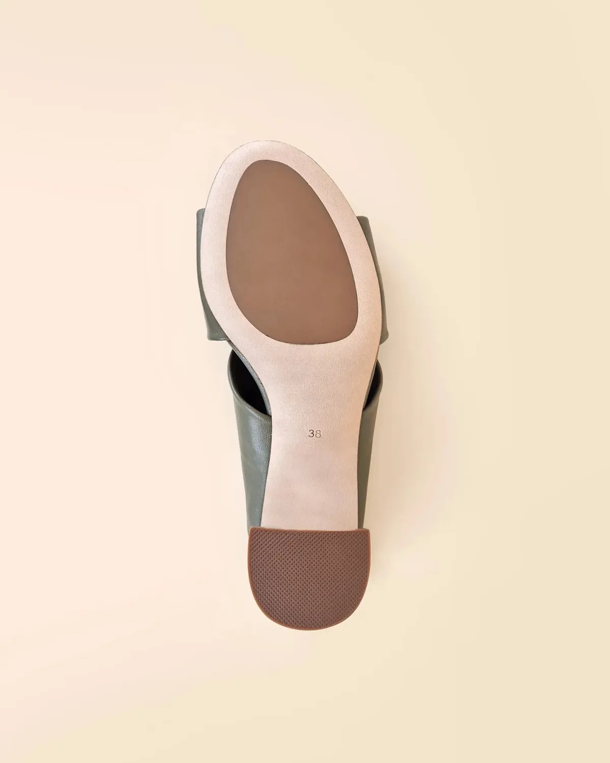 Mi/Mai Daria Green mule cuir d'agneau vert talon sculpté