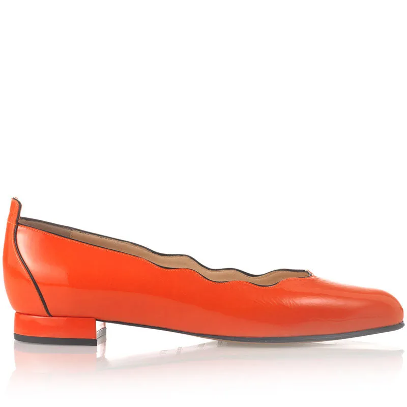 Bégum Paris Orgeval orange ballerines verni talon 1,5 cm