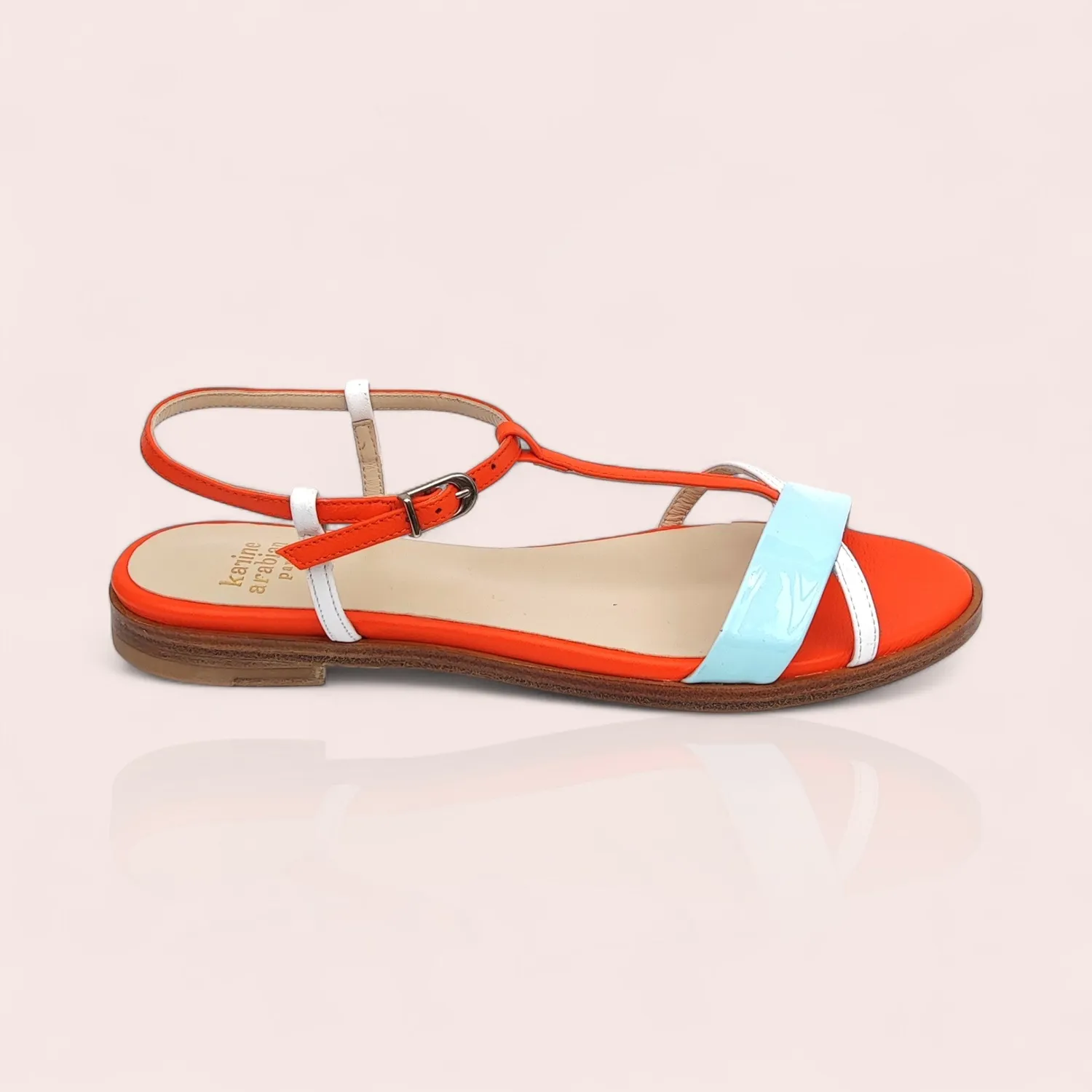 Karine Arabian Carla sandales plates cuir orange 15 mm