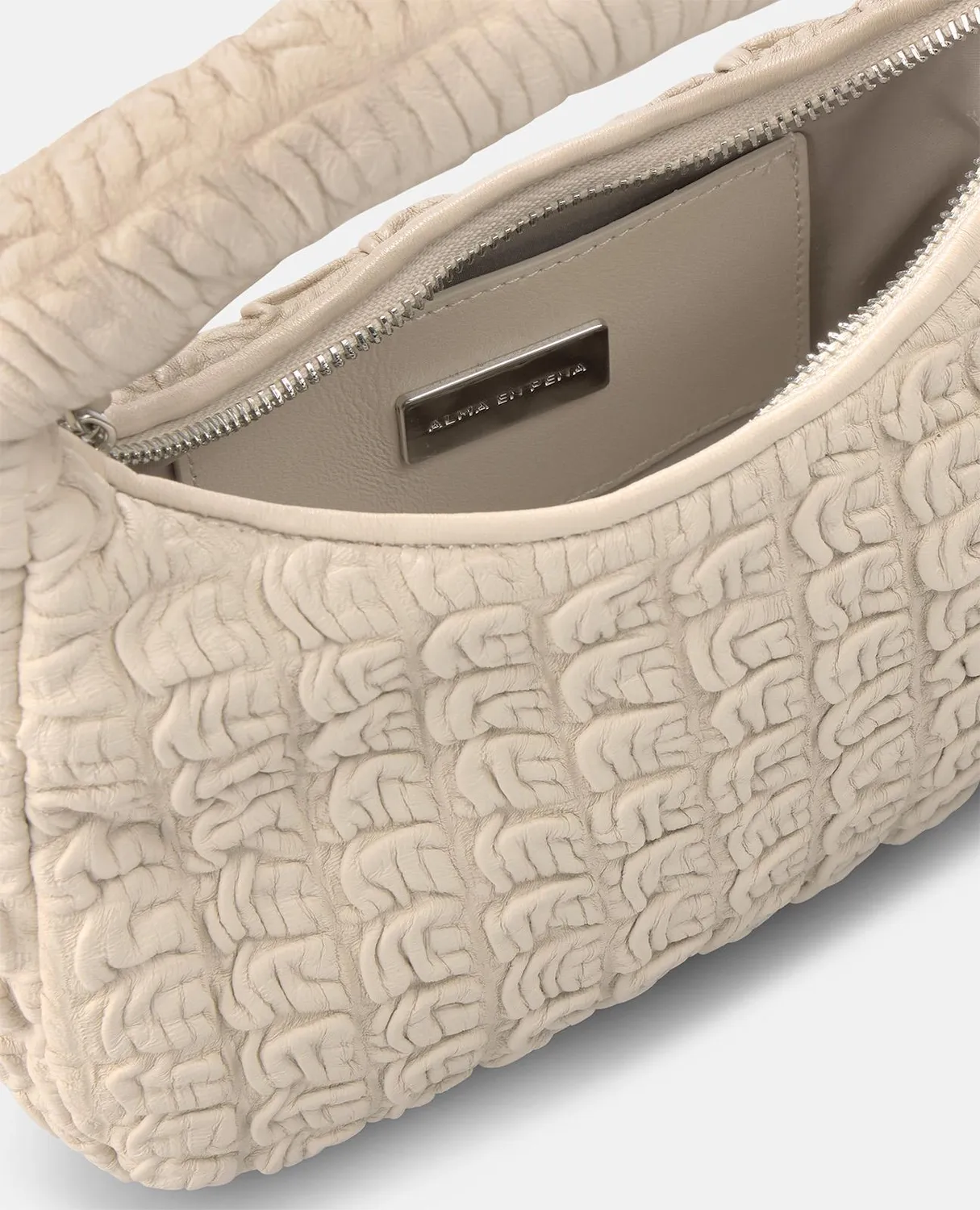Alma en Pena V26BG024 sac bandoulière cuir gris relief