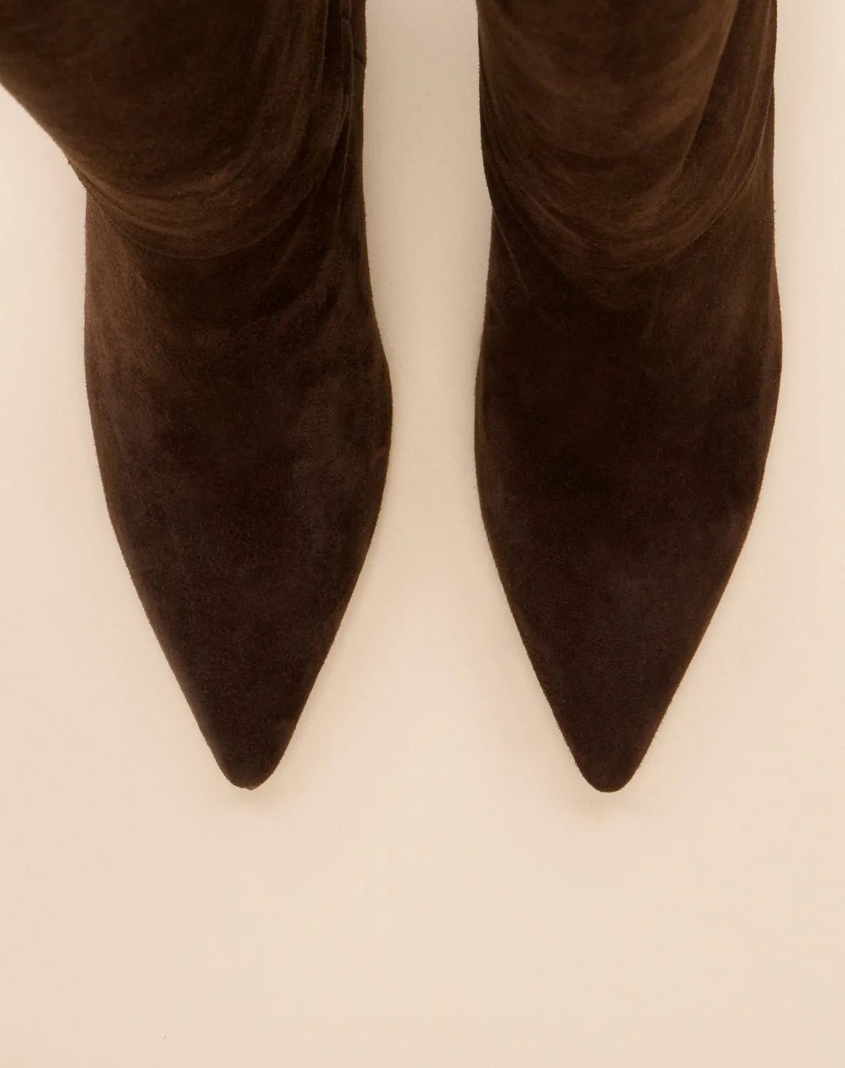 Mi/Mai Coco Chocolate Suede bottes talon aiguille chocolat