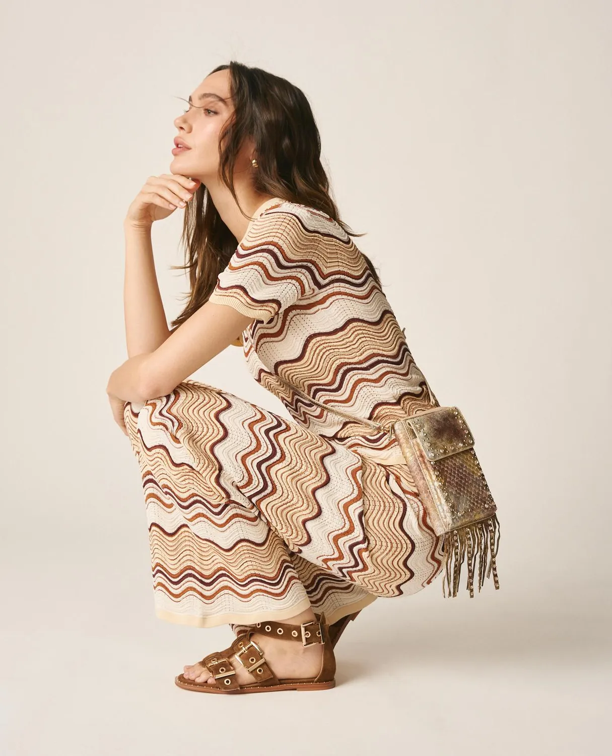 Alma en Pena V26WT016 sac portefeuille cuir camel clouté