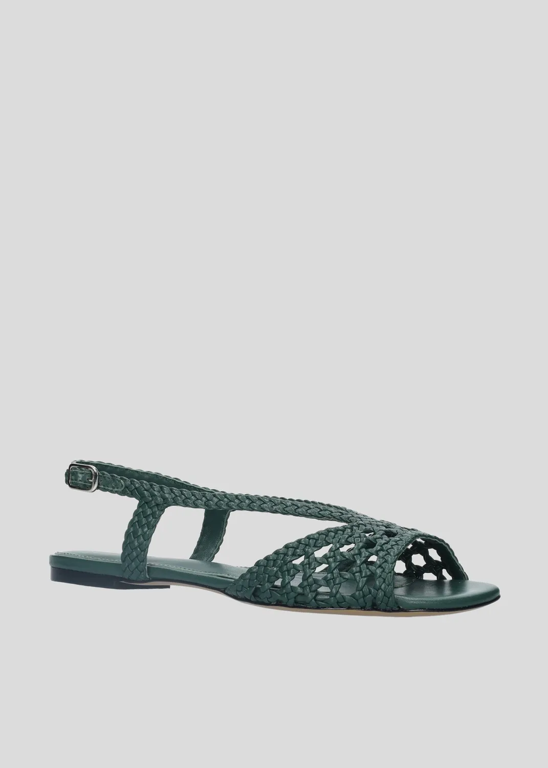 Lola Cruz Tabata sandales plates femme vert bouteille