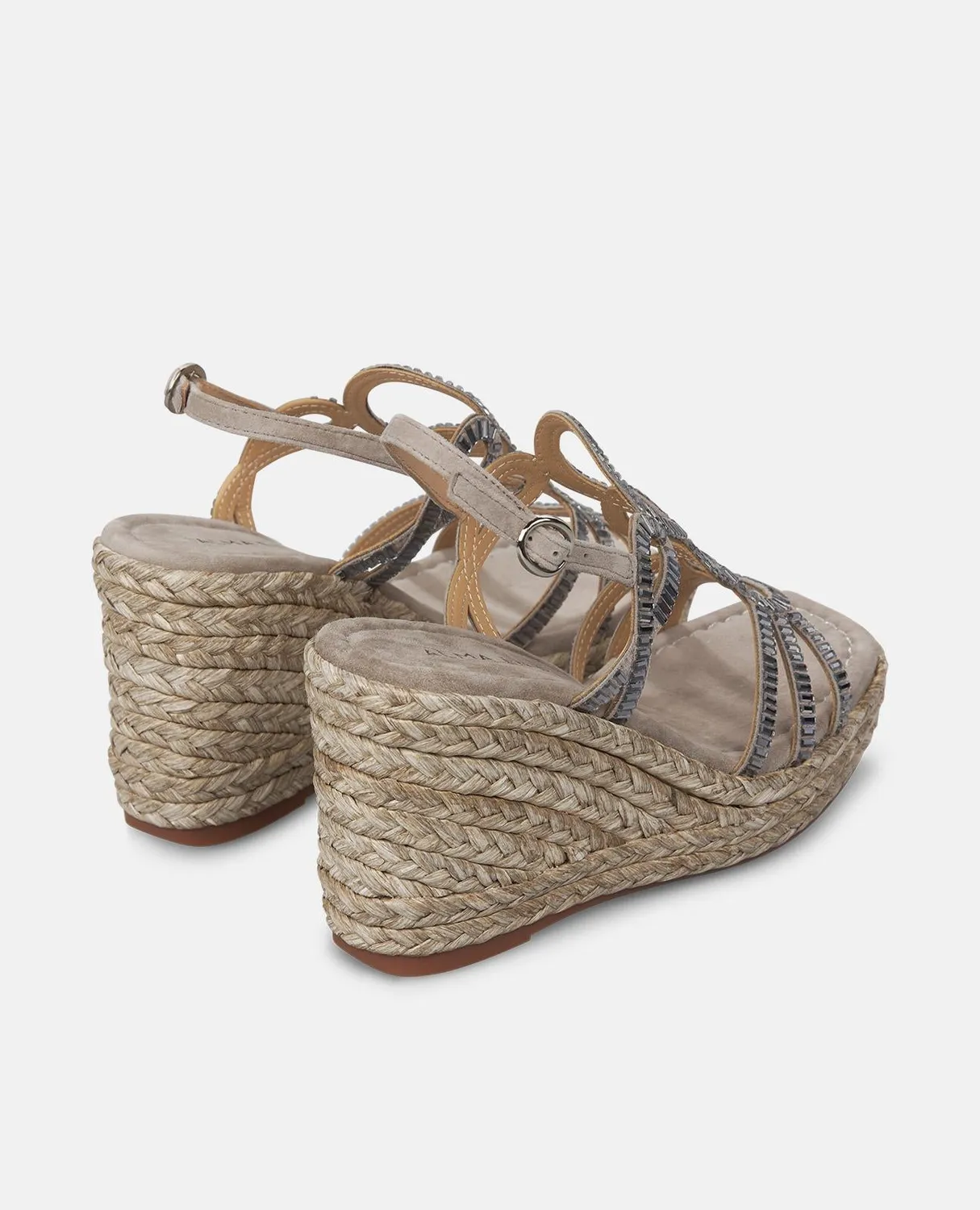 Alma en Pena V2551295 compensées cuir taupe strass