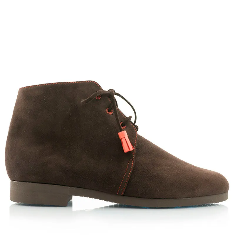 Bégum Paris Ostende bottines chèvre velours marron talon 1 cm