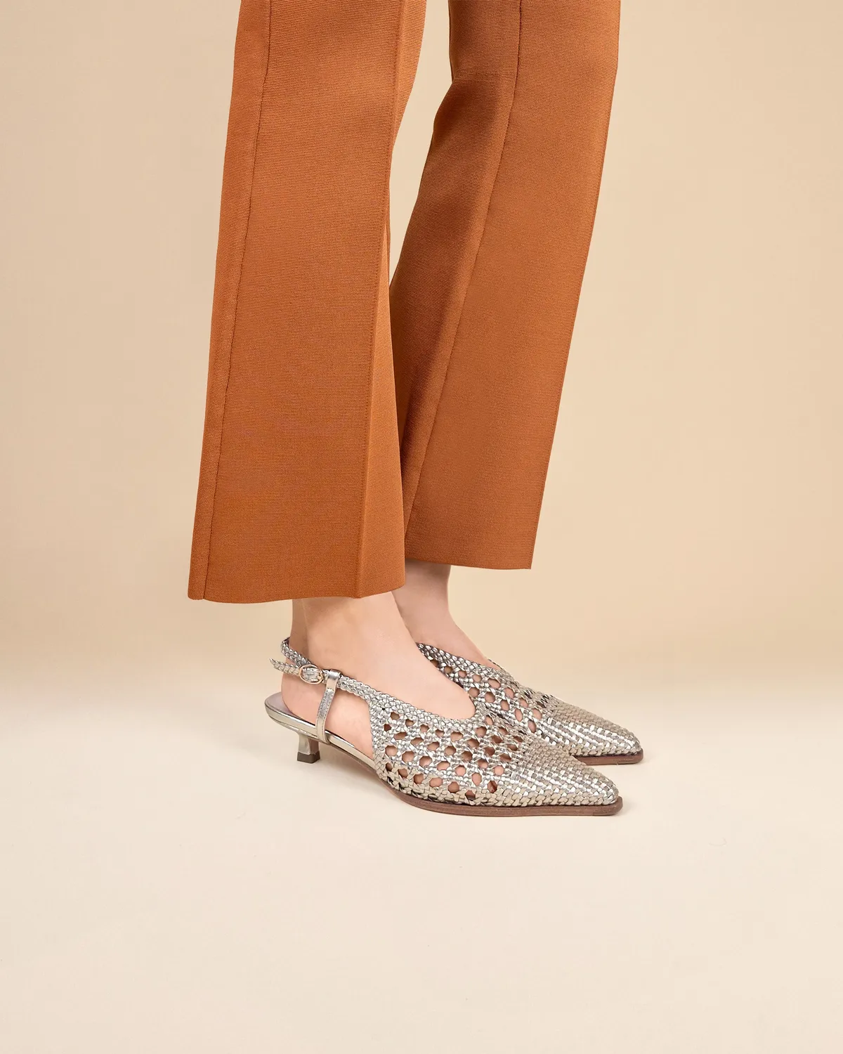 Mi/Mai Marina Woven Gold escarpin doré talon 4cm