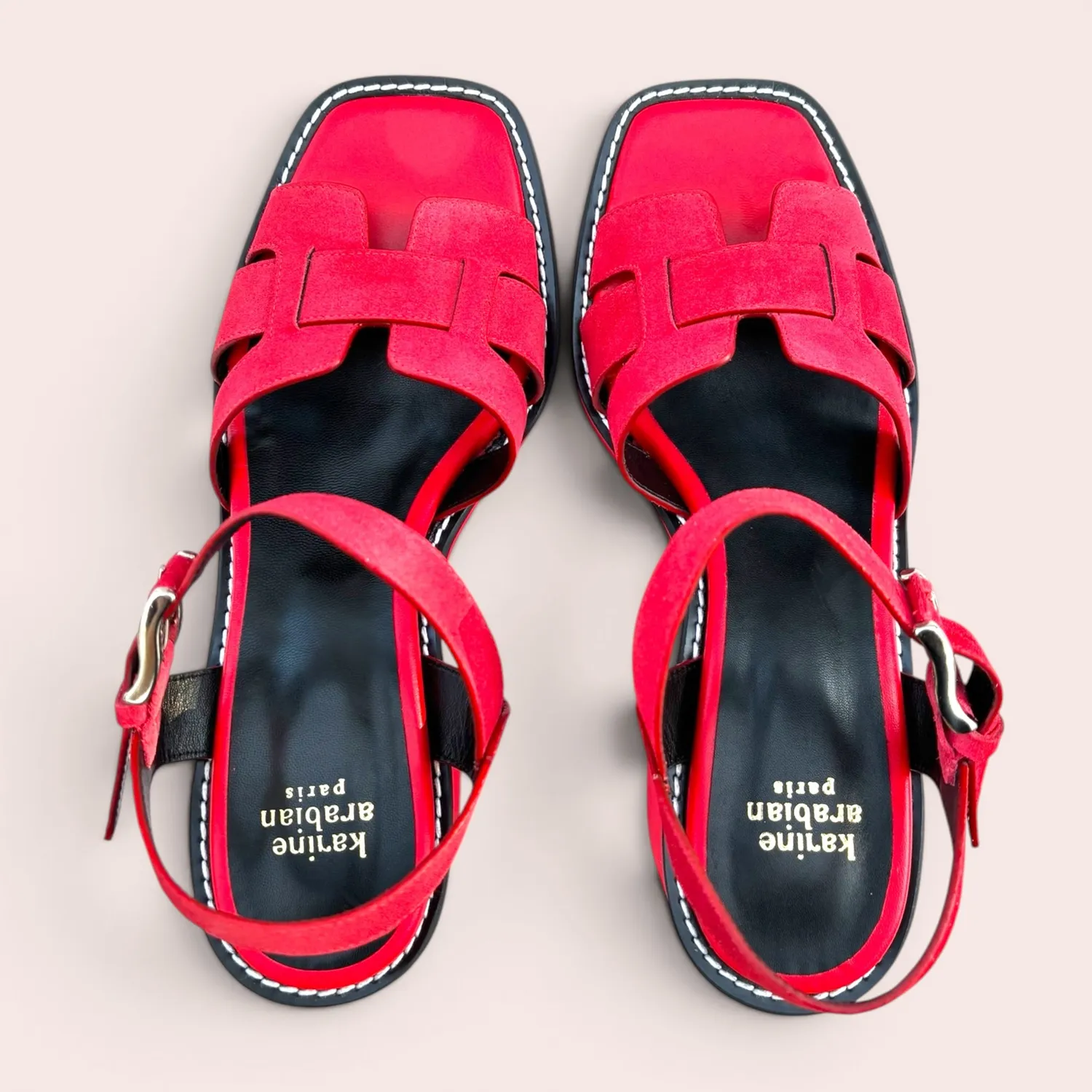 Karine Arabian Hayana sandales cuir rouge plateforme 65mm