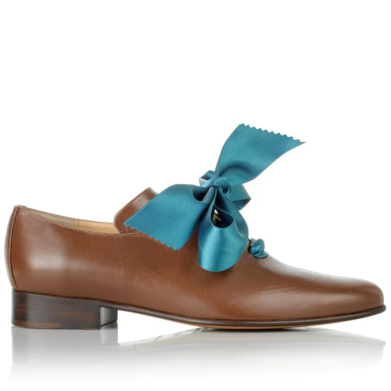 Bégum Paris Phénix cacao souliers cuir rubans talon 2 cm