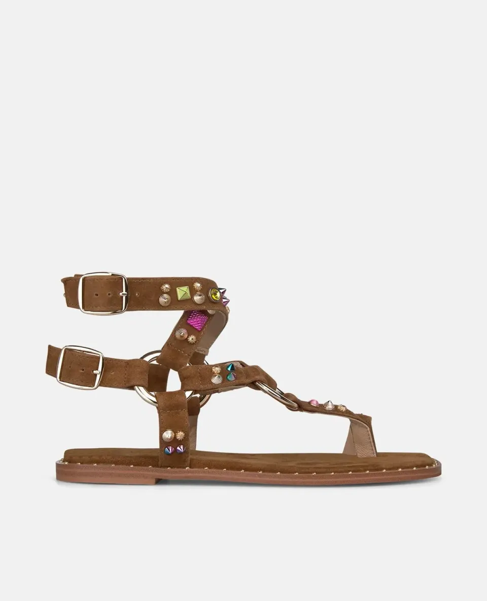 Alma en Pena V268209 sandales plates caramel cuir