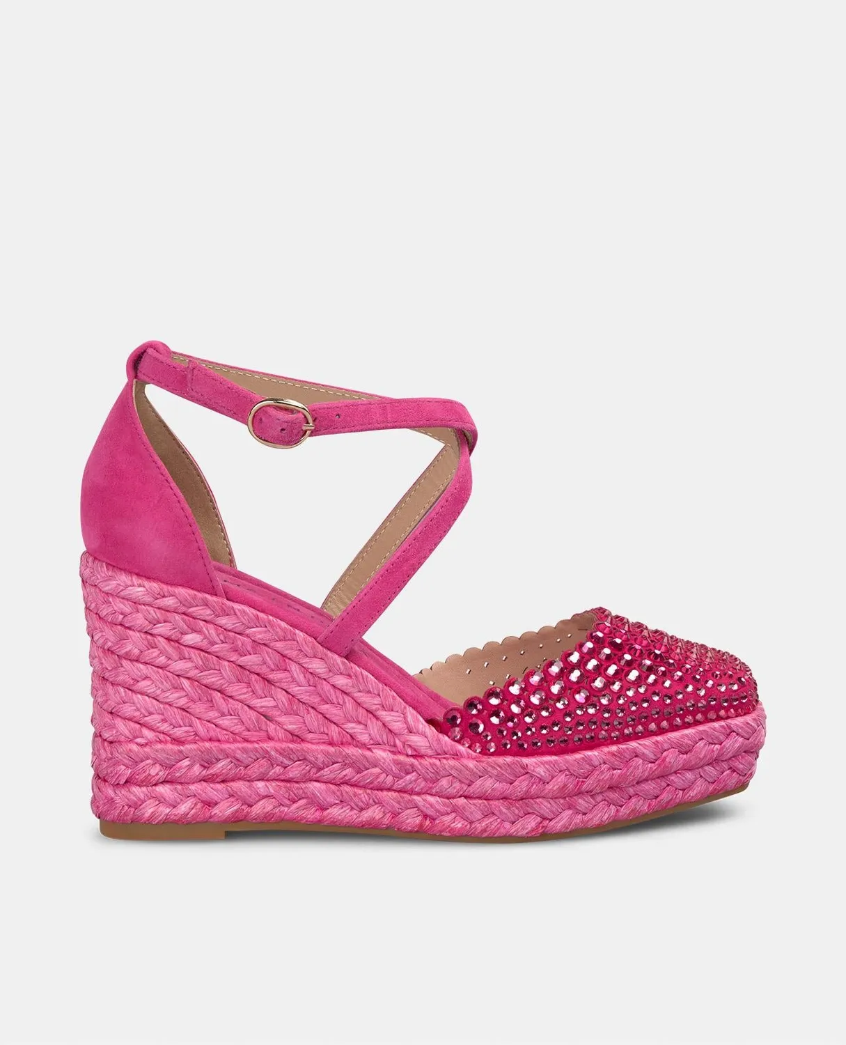 Alma en Pena V251102 compensées fuchsia strass cuir 7 cm