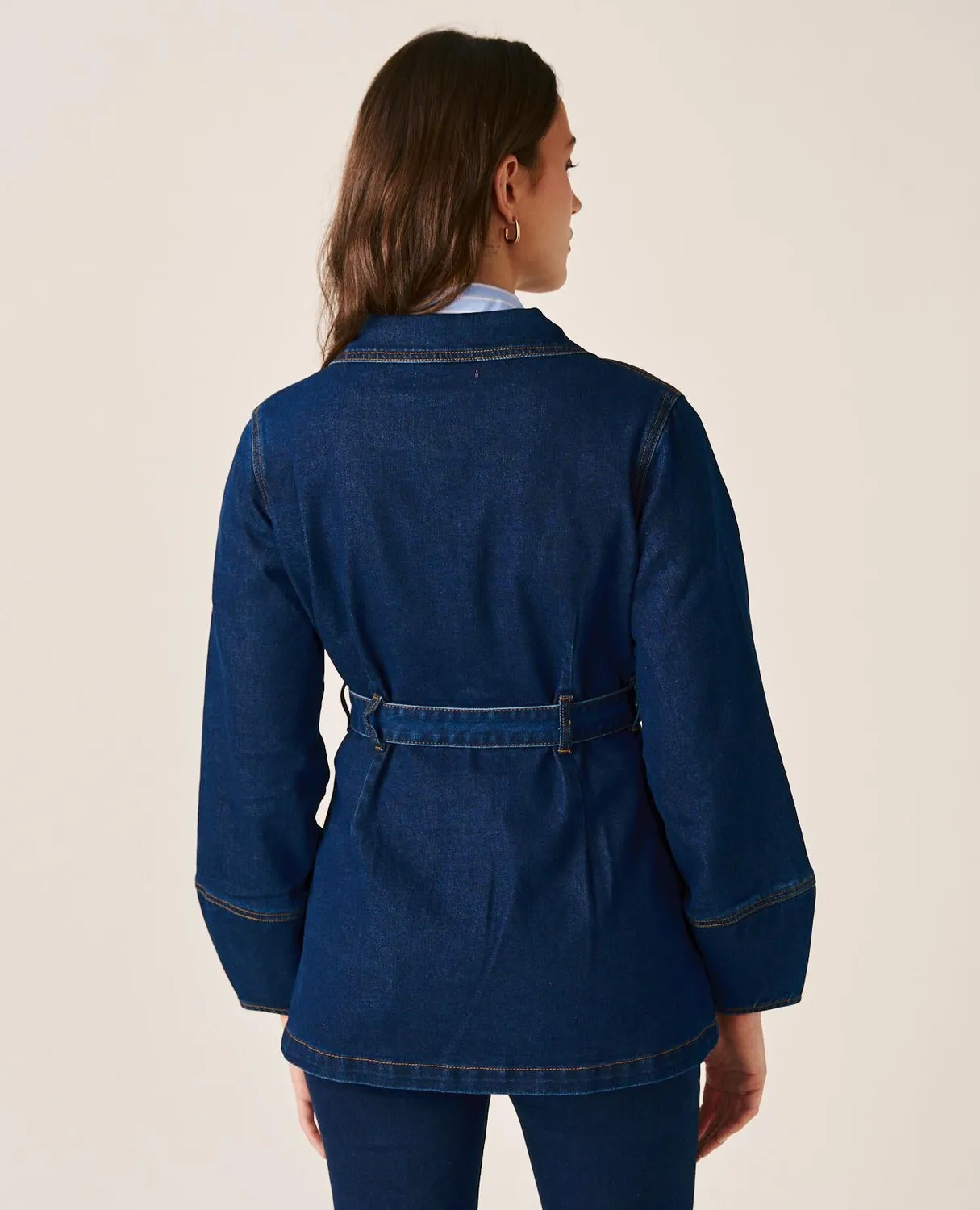 Alma en Pena I25CL1102 veste jean bleu ceinture