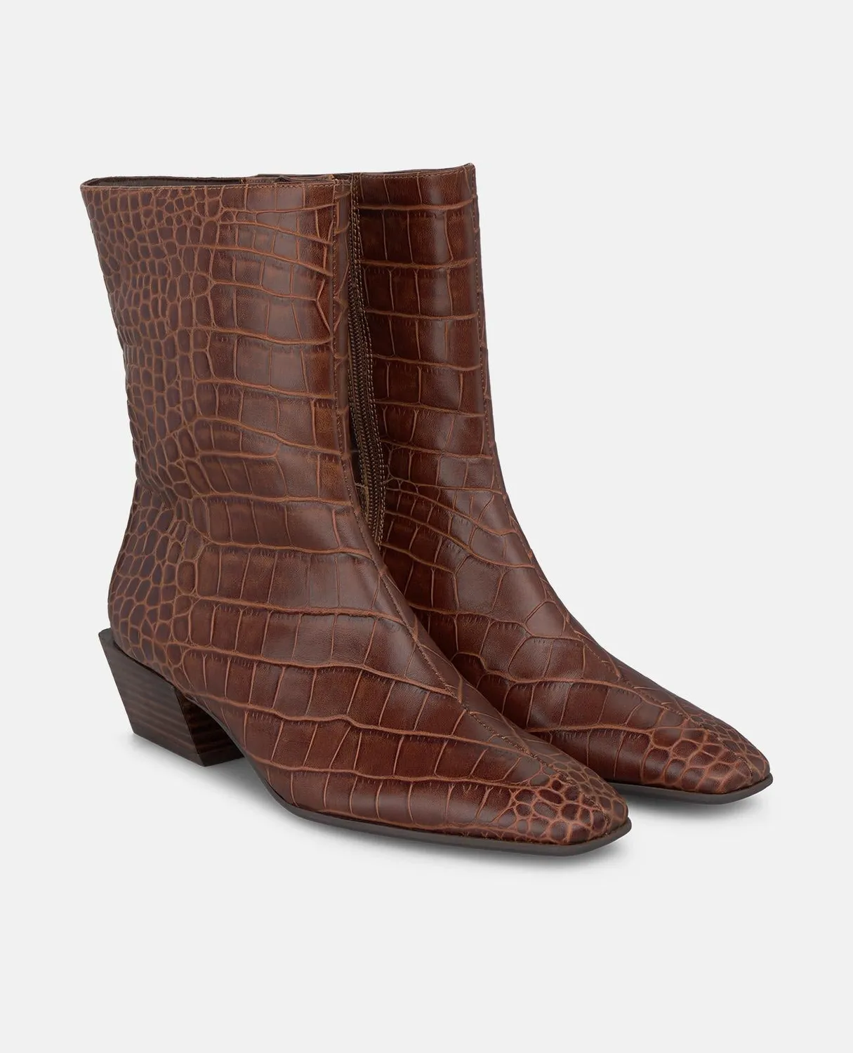 Alma en Pena I260621 bottines camel croco cuir 4 cm