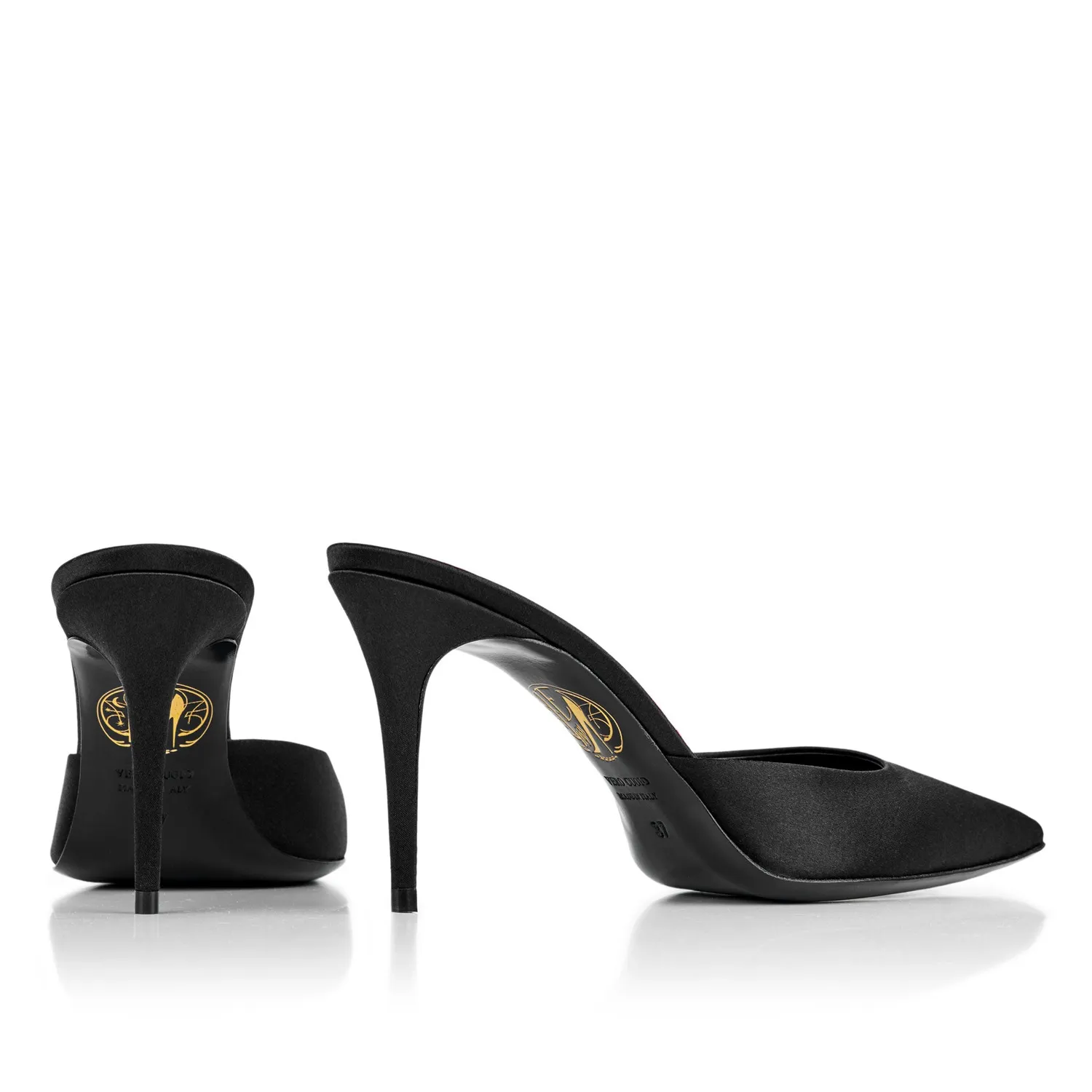 Maison Ernest Lux 85 mules noir satin talon 8,5 cm