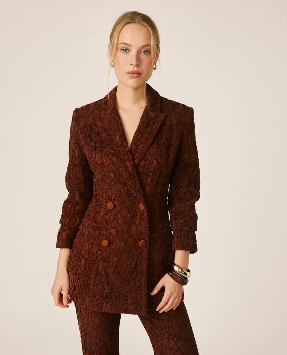 Alma en Pena I26CL1002 blazer velours croisé marron